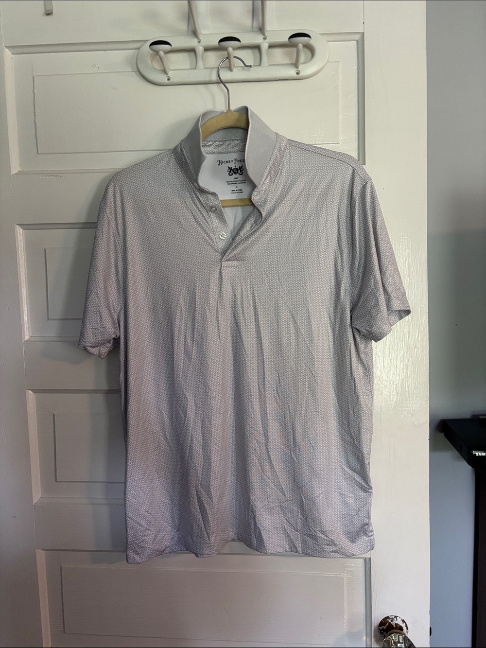 Hickey Freeman Men's Light Gray Patterned Polo